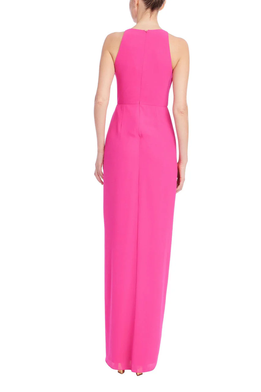 Sleeveless V-Neck Gown with 3D Rosette Ruffle - Image 35