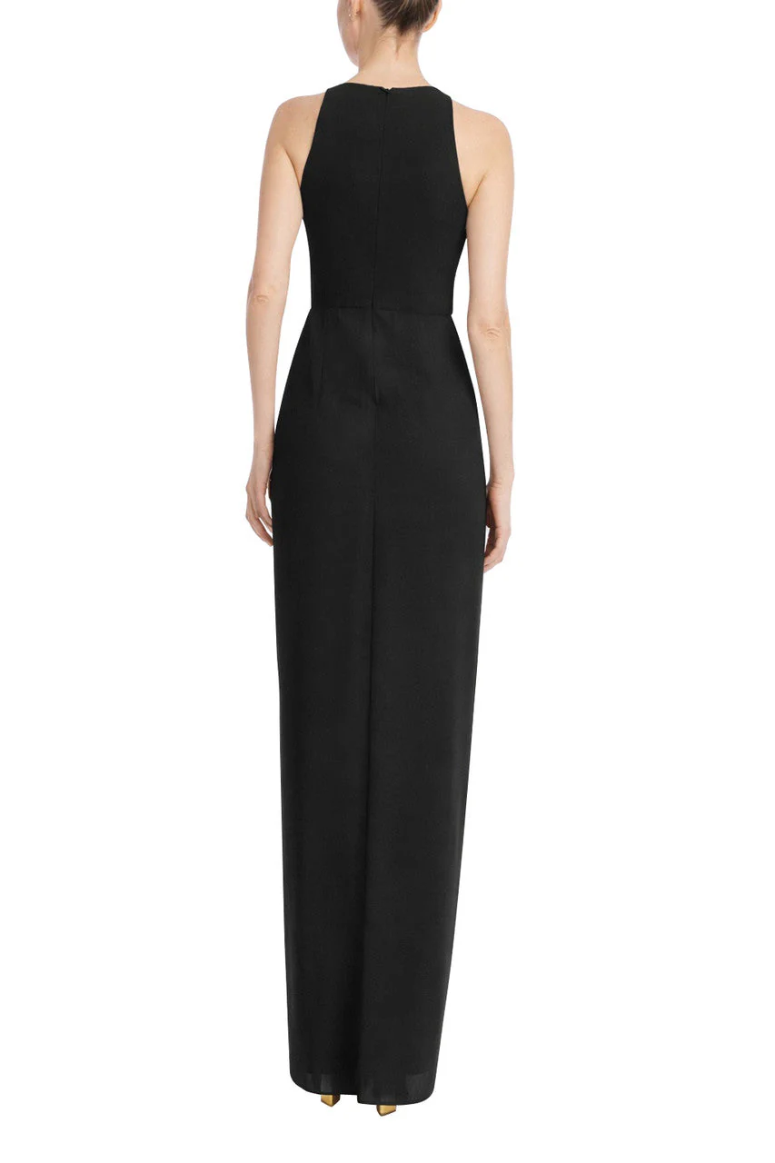 Sleeveless V-Neck Gown with 3D Rosette Ruffle - Image 38