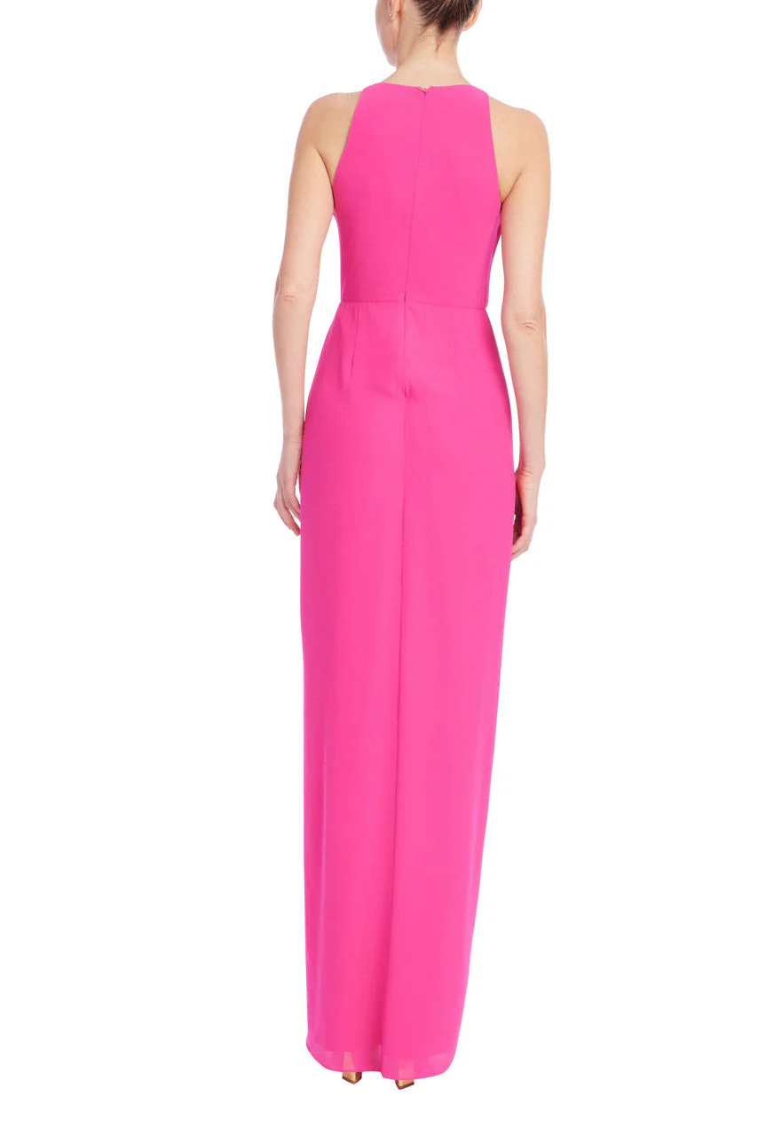 Sleeveless V-Neck Gown with 3D Rosette Ruffle - Image 63