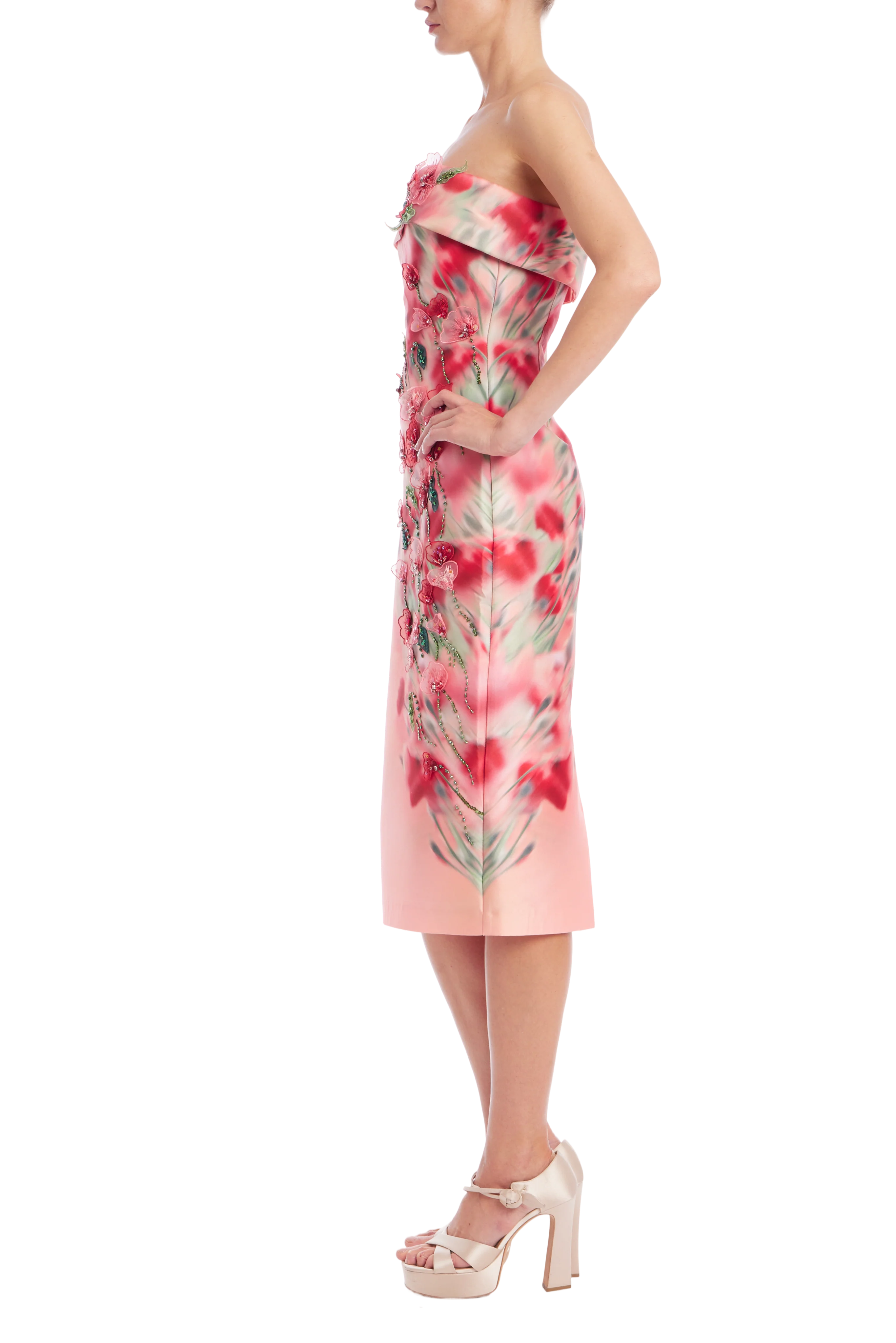 Strapless Beaded Floral Sheath Dress - Image 6