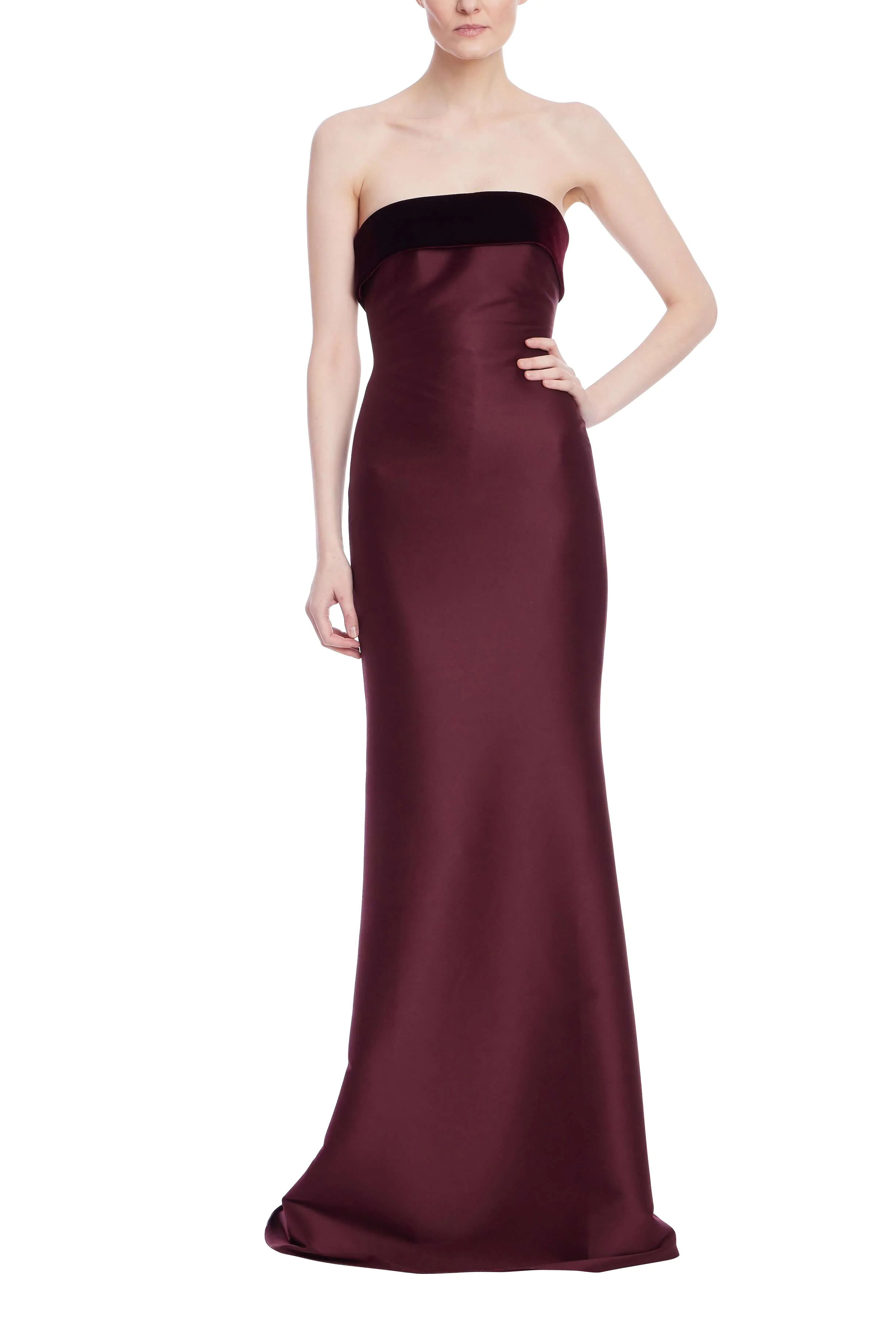 Strapless Column Gown with Velvet Trim - Image 9