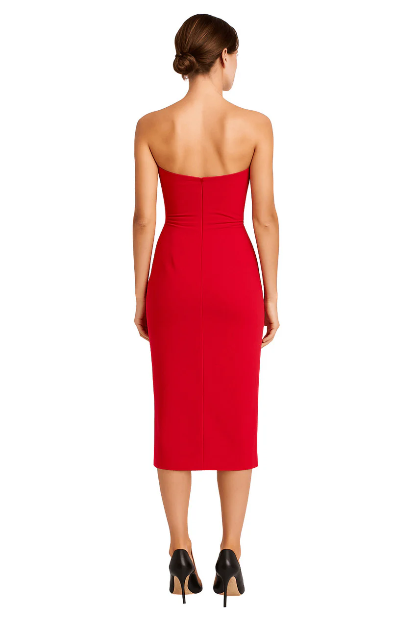 Strapless Crepe Sheath Dress with Twist Front Detail - Image 3