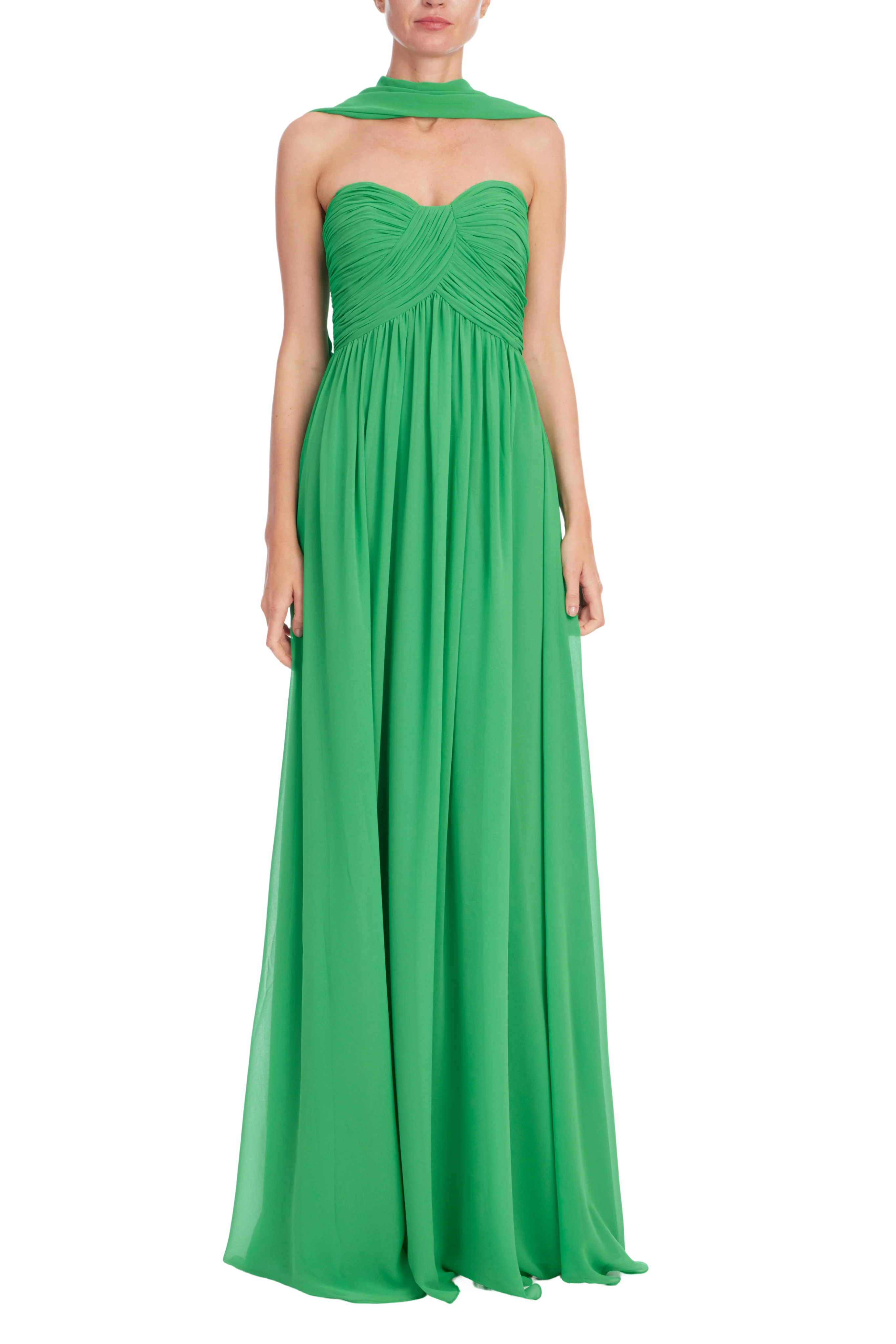 Strapless Draped Scarf Evening Gown - Image 4