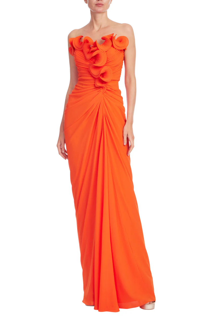 Strapless Pleated Ruffle Gown - Image 2
