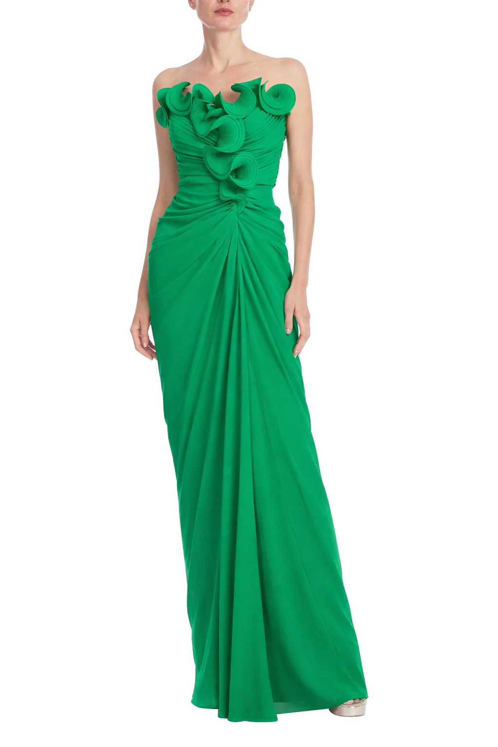 Strapless Pleated Ruffle Gown - Image 26