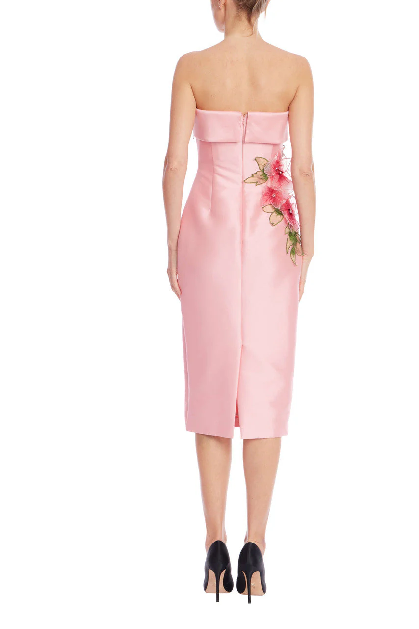 Strapless Sheath Dress with 3D Floral Appliqué - Image 16