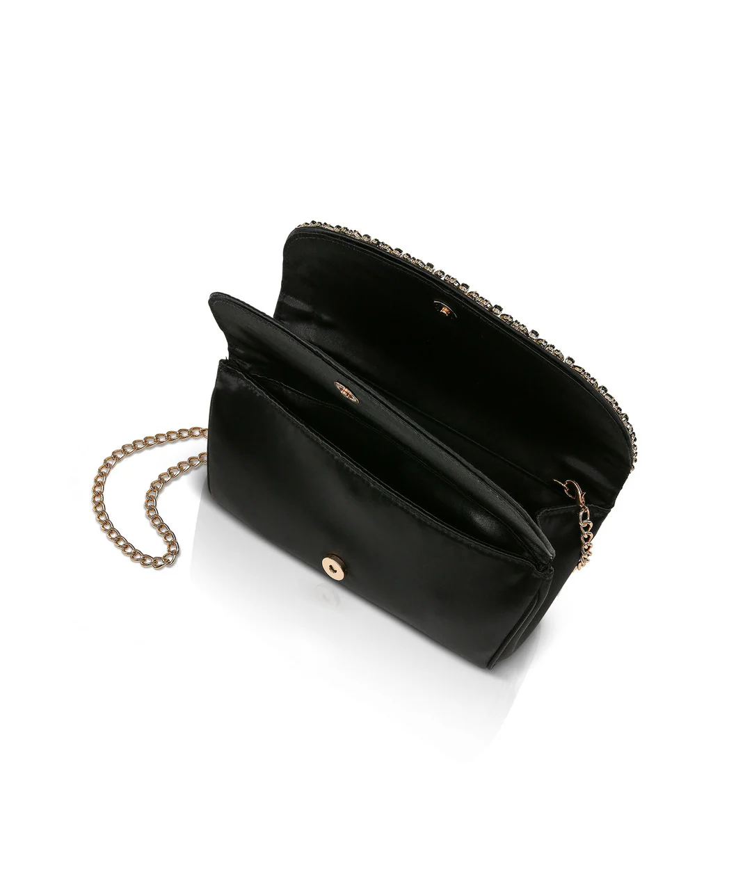 Talia Satin Double Flap Clutch with Crystal Trim - Image 29