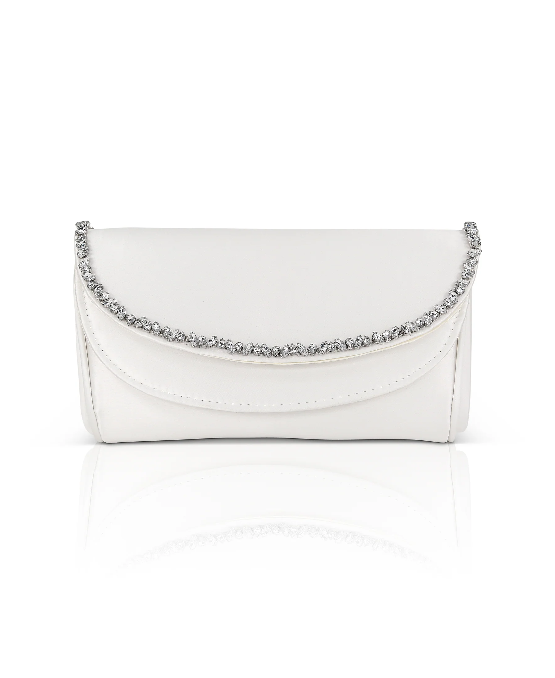 Talia Satin Double Flap Clutch with Crystal Trim - Image 37