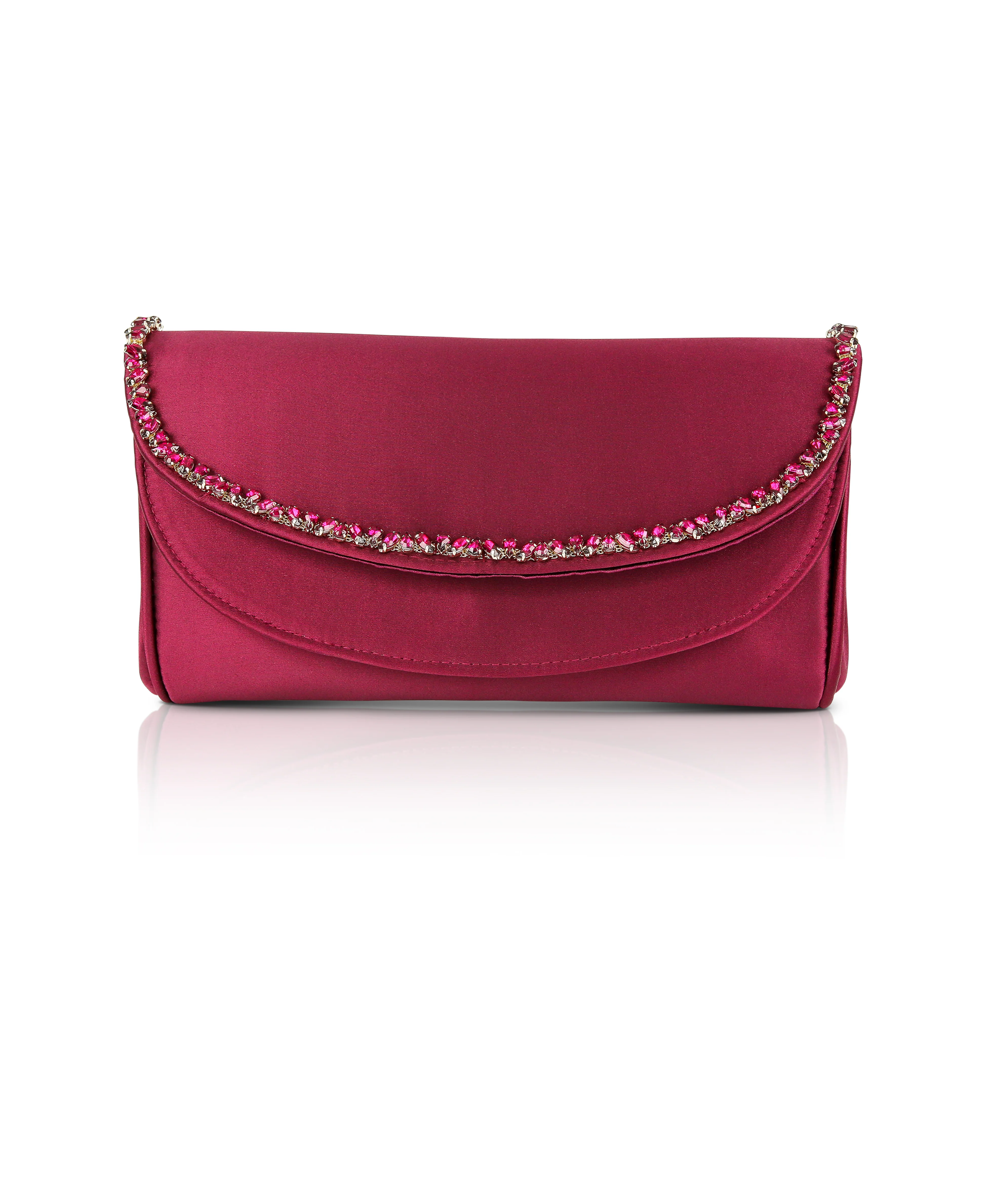Talia Satin Double Flap Clutch with Crystal Trim - Image 39
