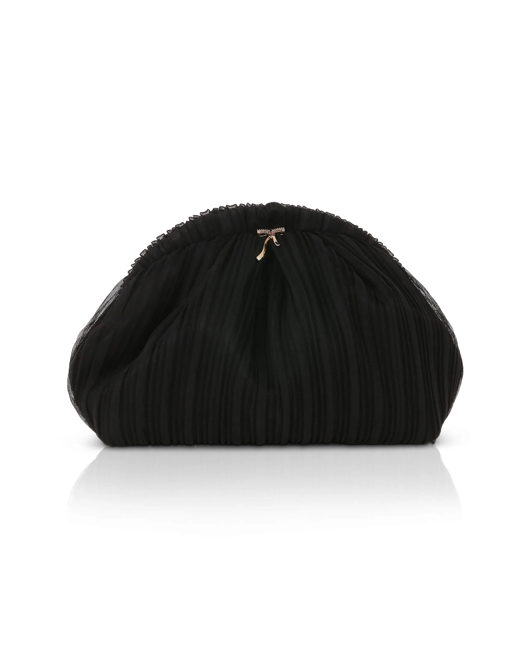 Vale Pleated Tulle and Satin Mini Pouch Clutch - Image 11