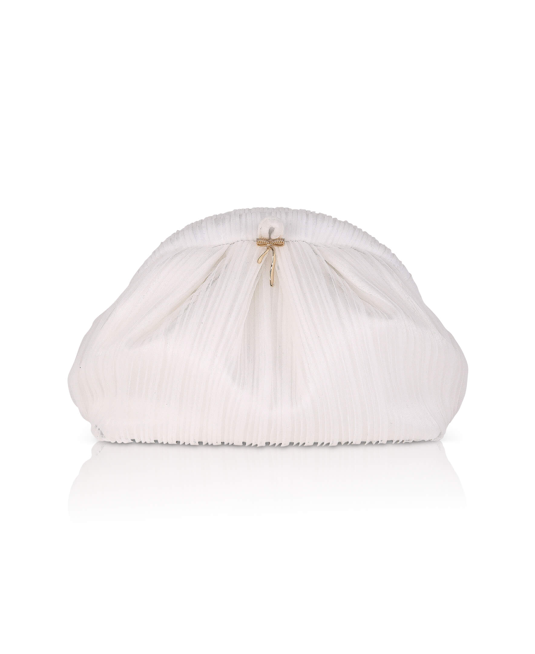 Vale Pleated Tulle and Satin Mini Pouch Clutch - Image 12