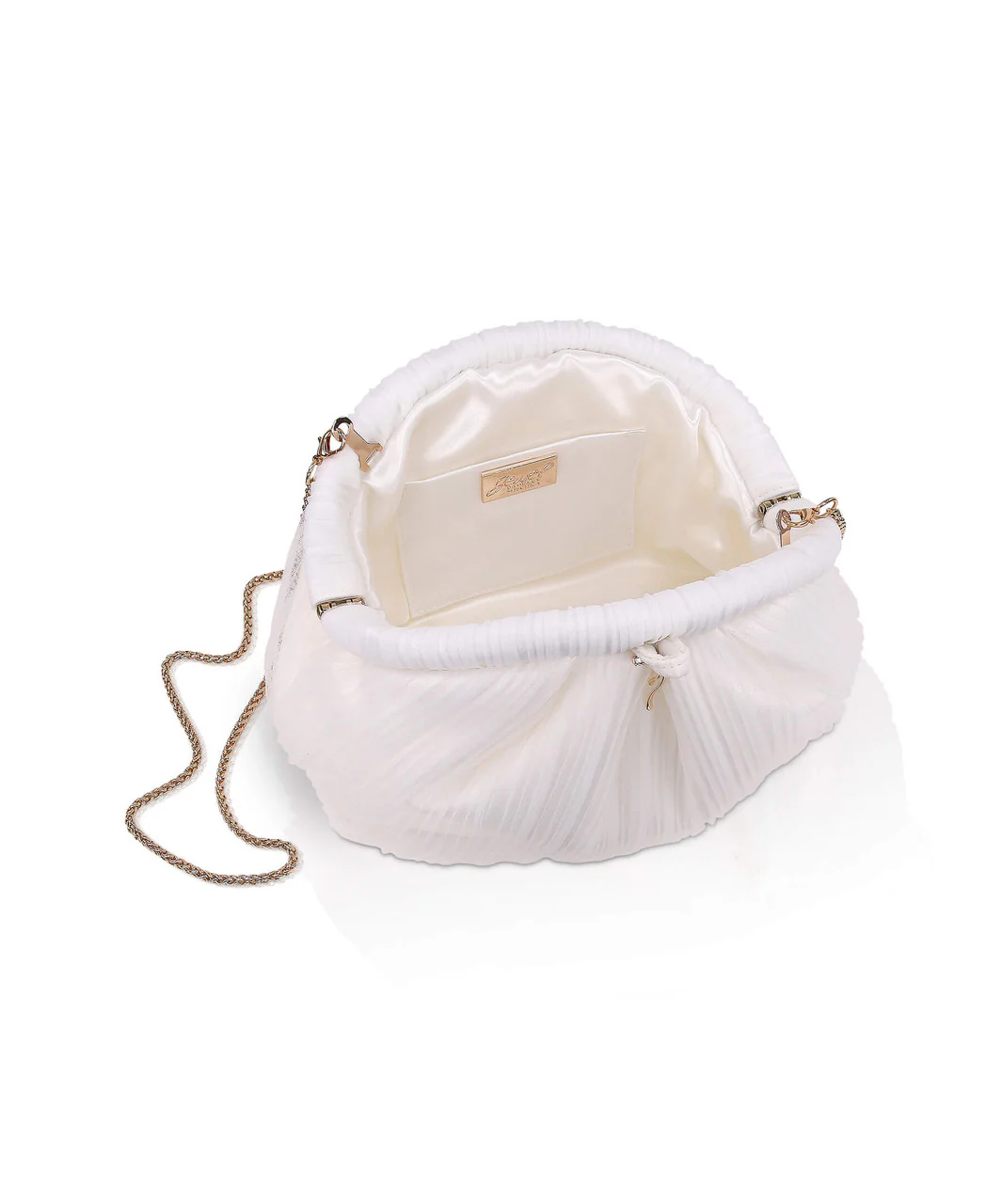 Vale Pleated Tulle and Satin Mini Pouch Clutch - Image 4