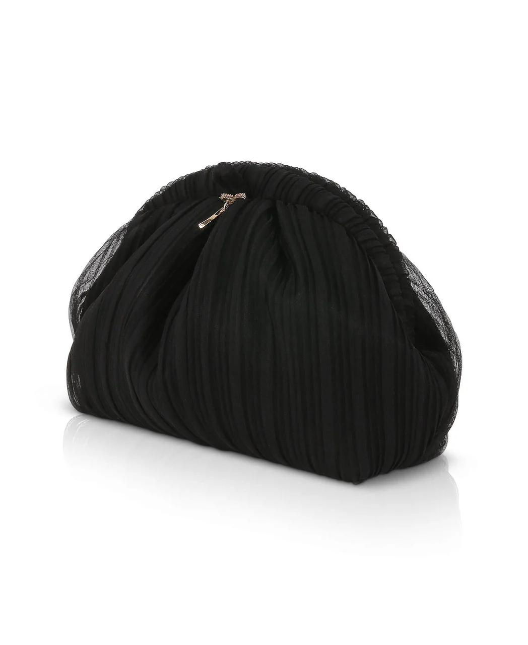 Vale Pleated Tulle and Satin Mini Pouch Clutch - Image 7