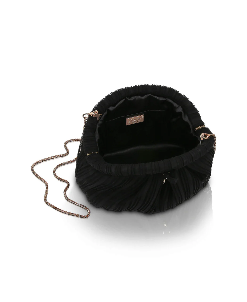 Vale Pleated Tulle and Satin Mini Pouch Clutch - Image 9