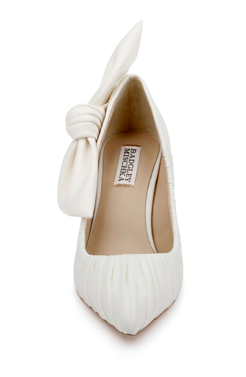 Vanesa Ruched Pointed Toe Pumps with Bow - Image 5