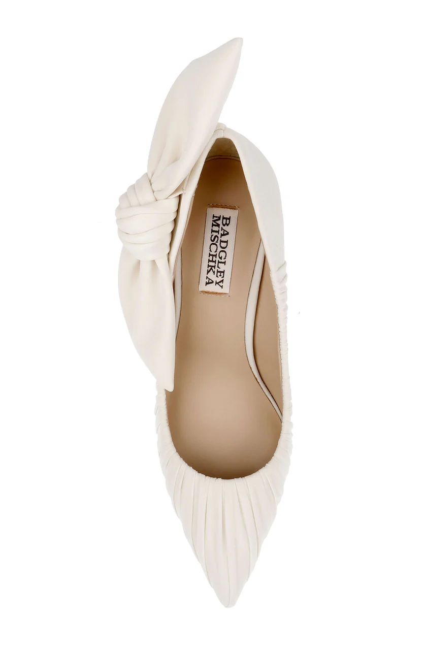 Vanesa Ruched Pointed Toe Pumps with Bow - Image 6