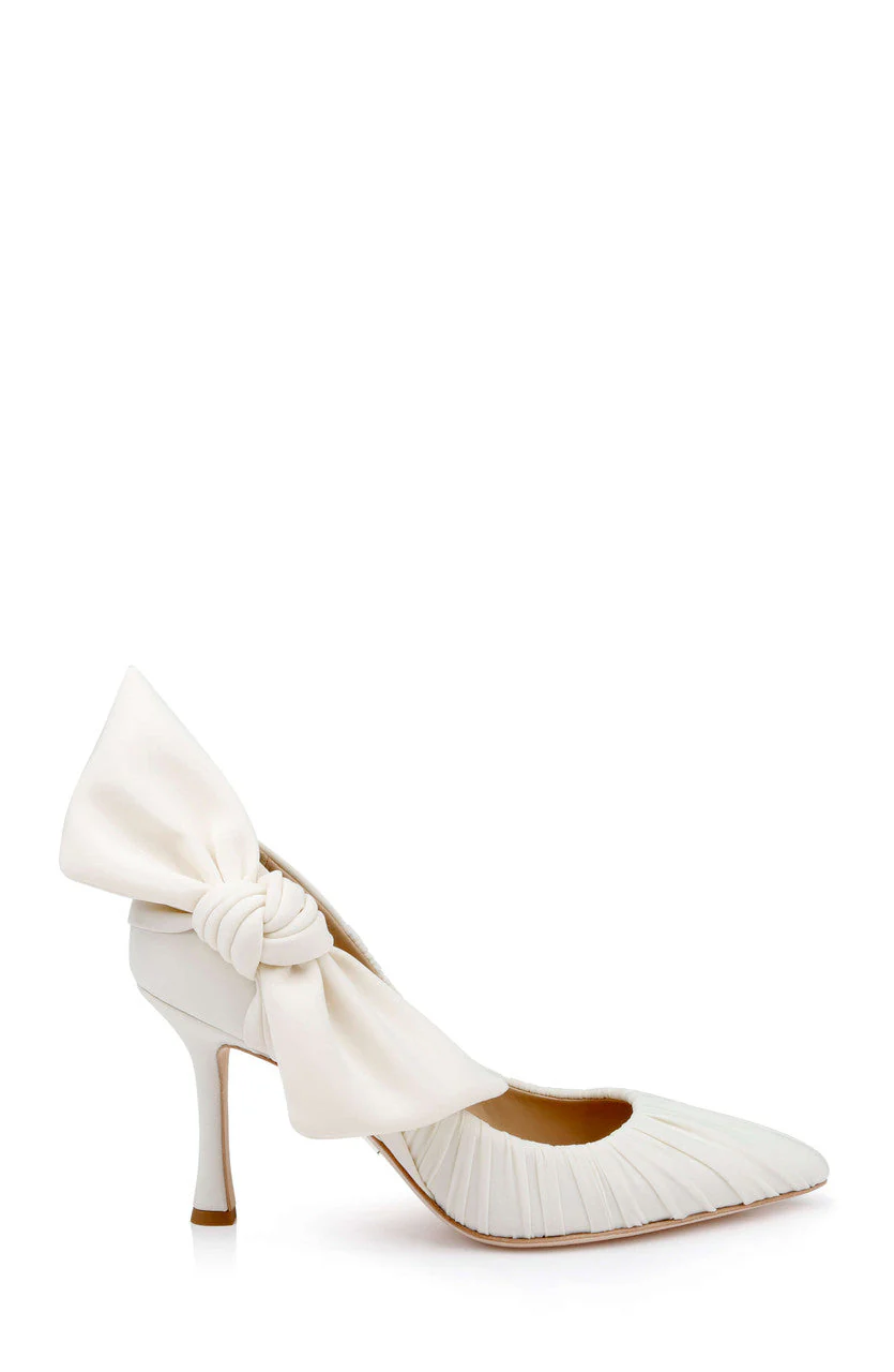 Vanesa Ruched Pointed Toe Pumps with Bow - Image 60