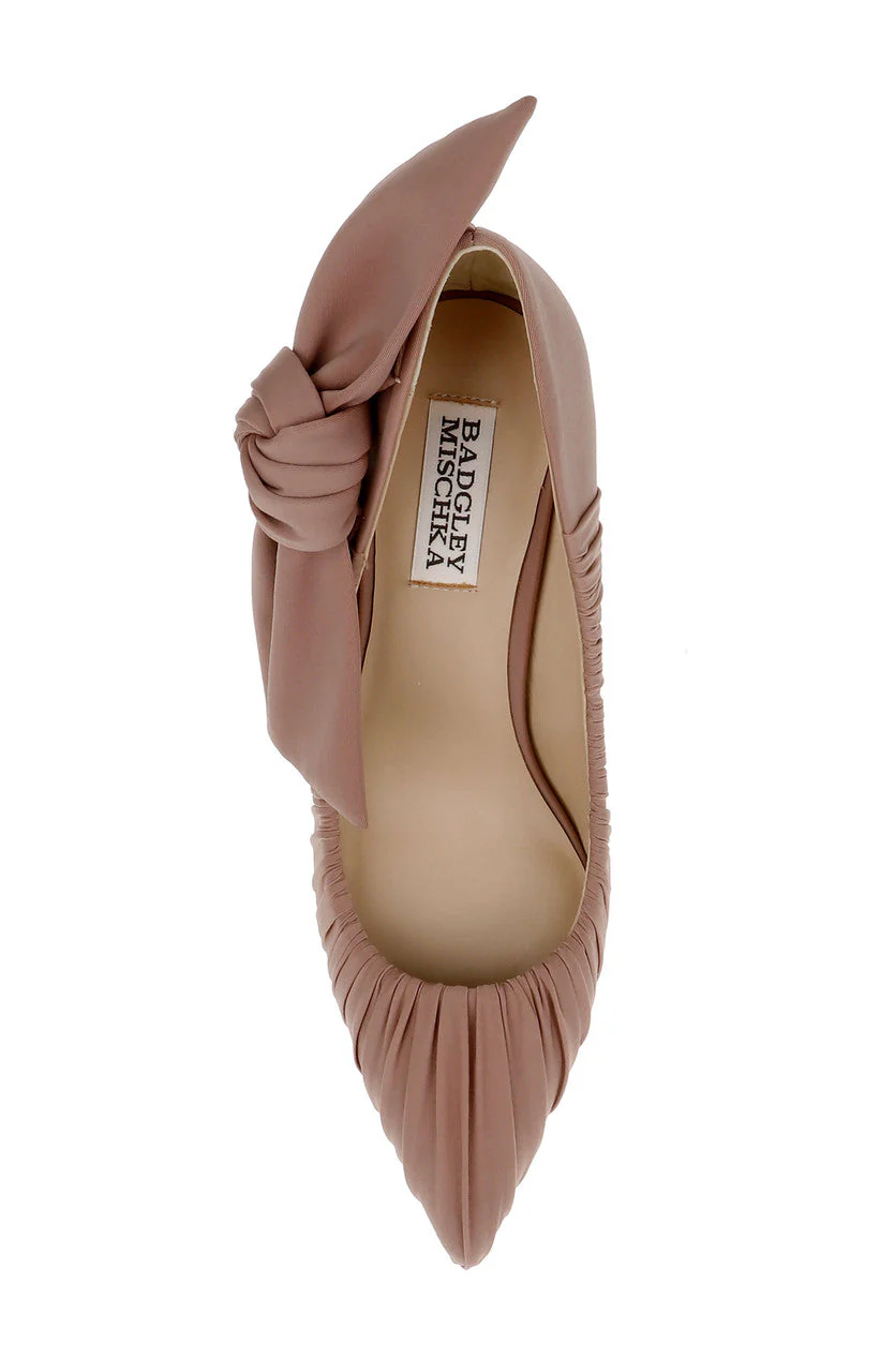 Vanesa Ruched Pointed Toe Pumps with Bow - Image 68
