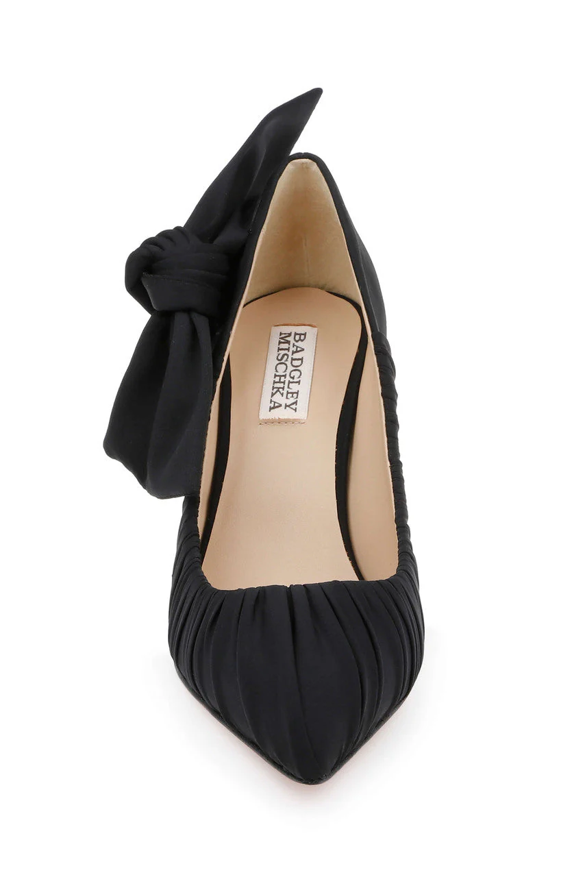 Vanesa Ruched Pointed Toe Pumps with Bow - Image 74