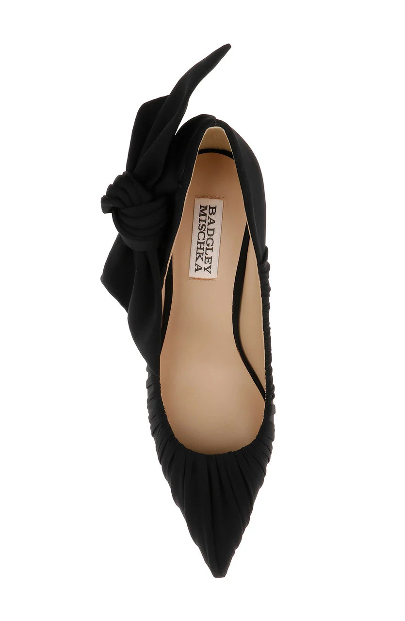 Vanesa Ruched Pointed Toe Pumps with Bow - Image 75