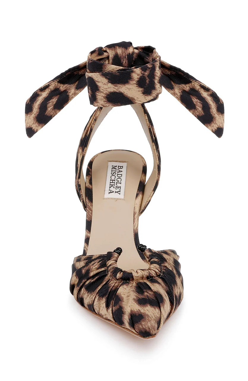 Vania Leopard Print Ankle Tie Pumps - Image 4