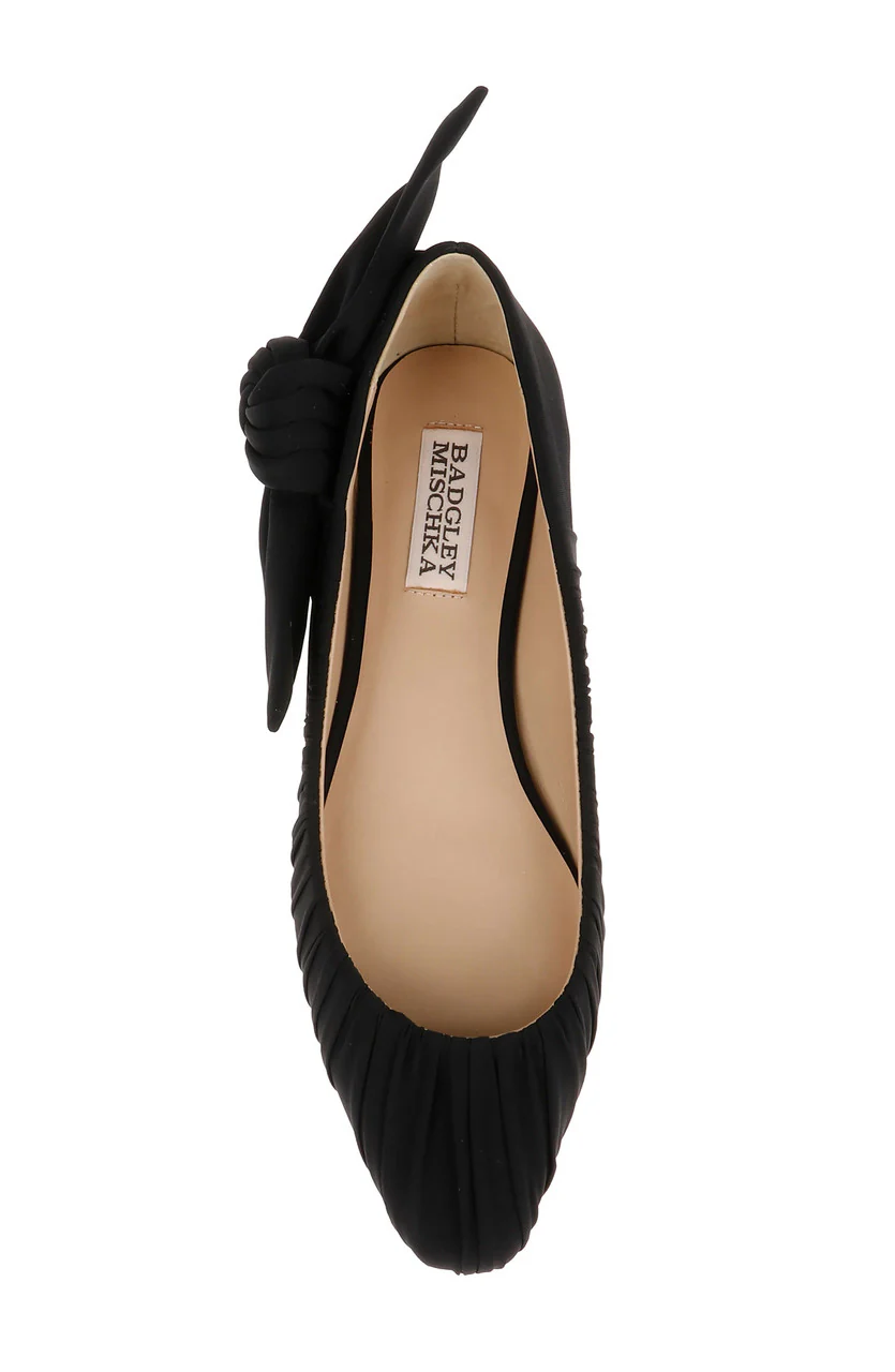 Vayln Ruched Ballet Flats with Oversized Bow - Image 11