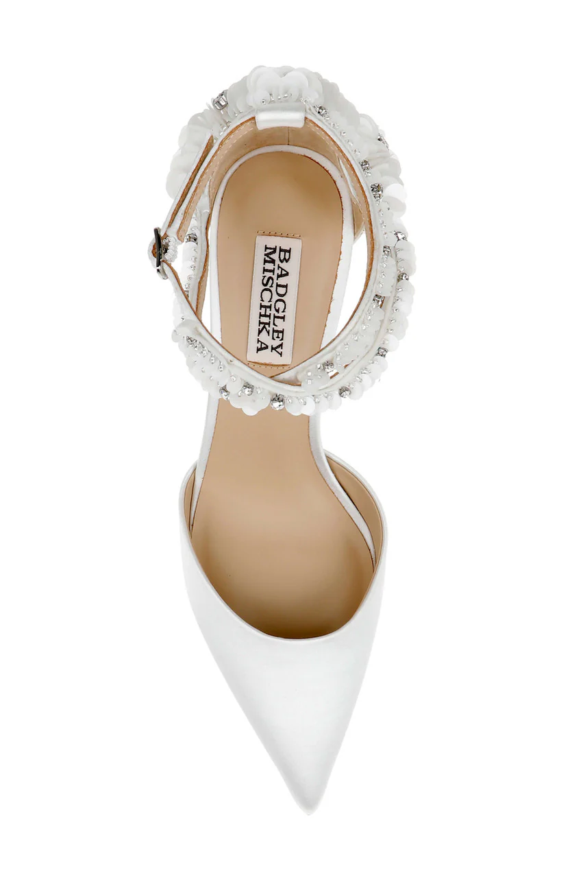 Venue Pointed Toe Pumps with Beaded Ankle Cross Straps - Image 5