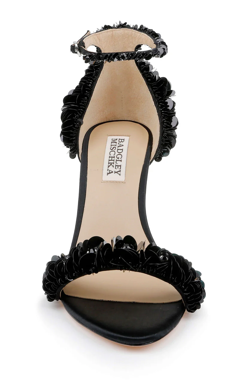 Venus Sequin & Crystal Ankle Strap Heels - Image 10