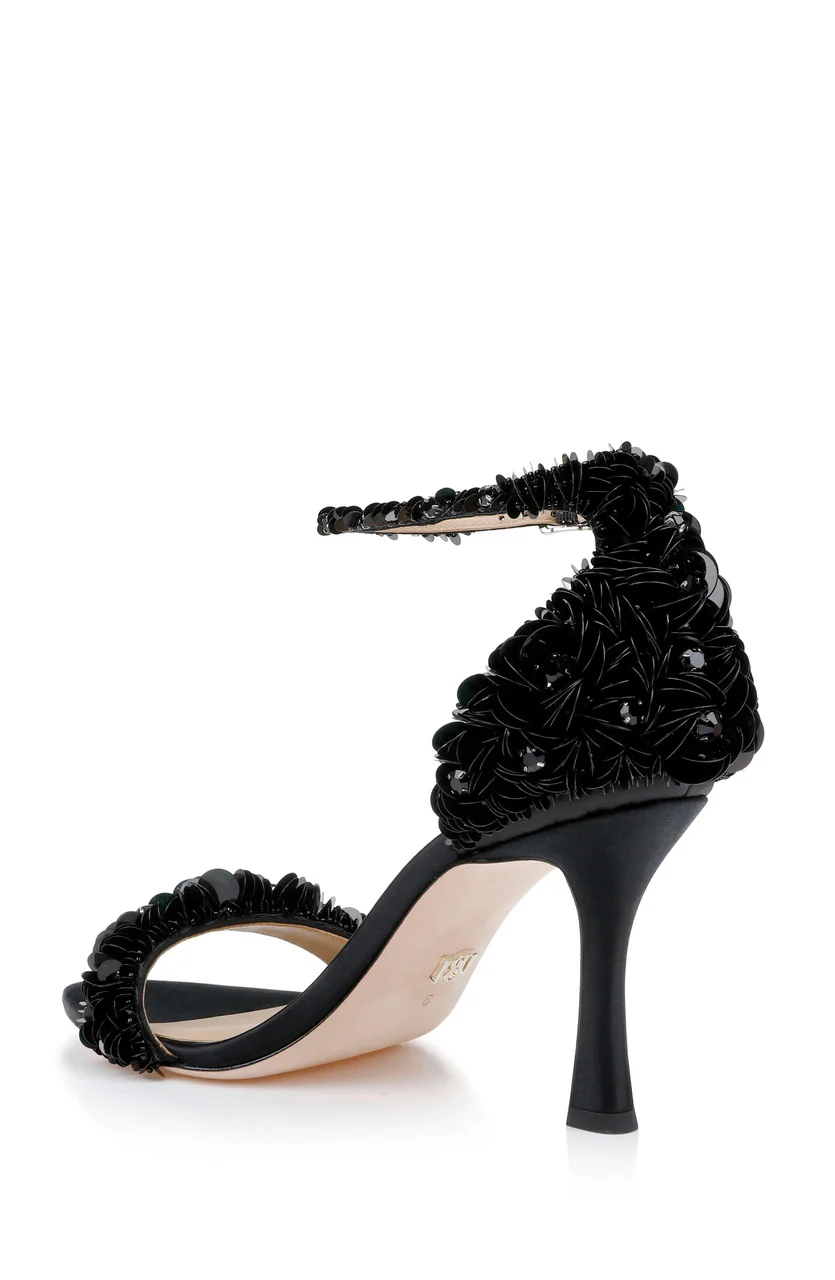 Venus Sequin & Crystal Ankle Strap Heels - Image 9