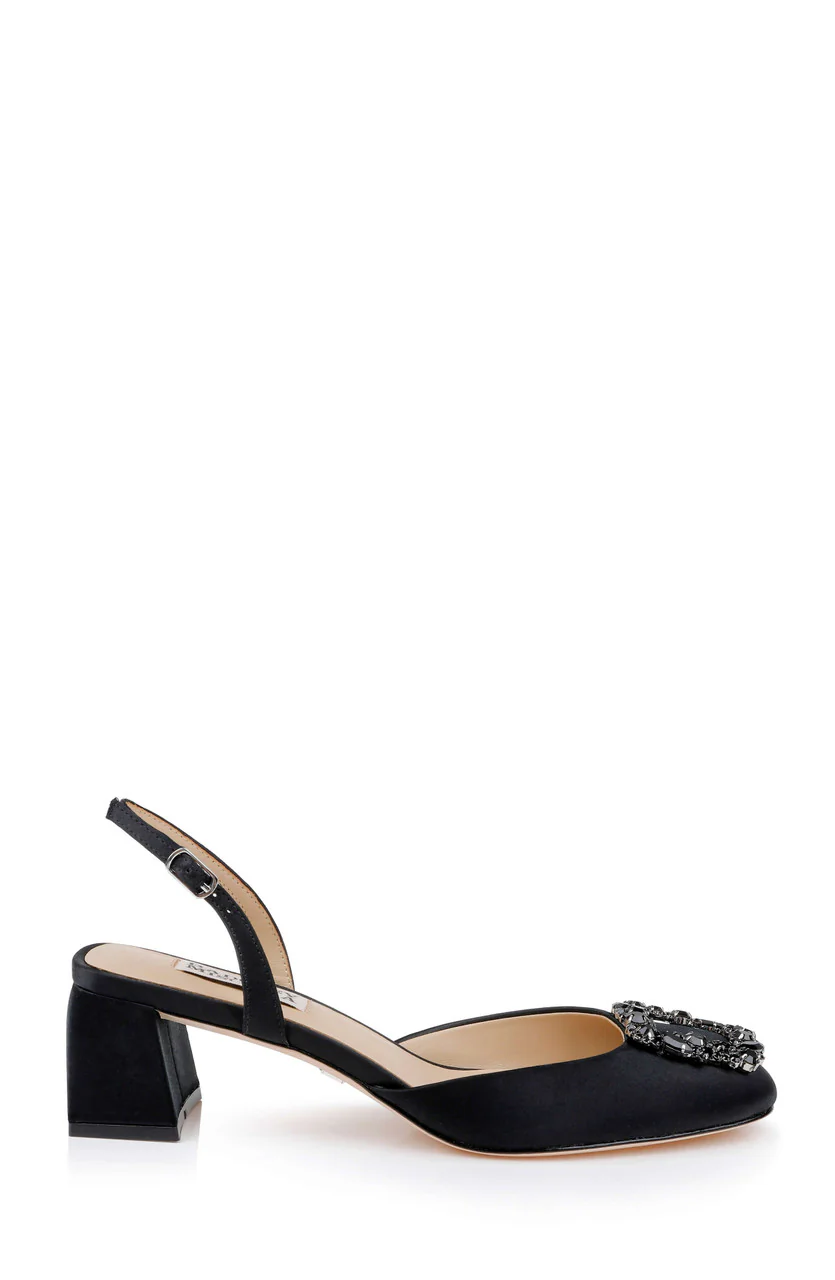 Vivia Satin Block Heel Slingbacks with Crystal Buckle - Image 14