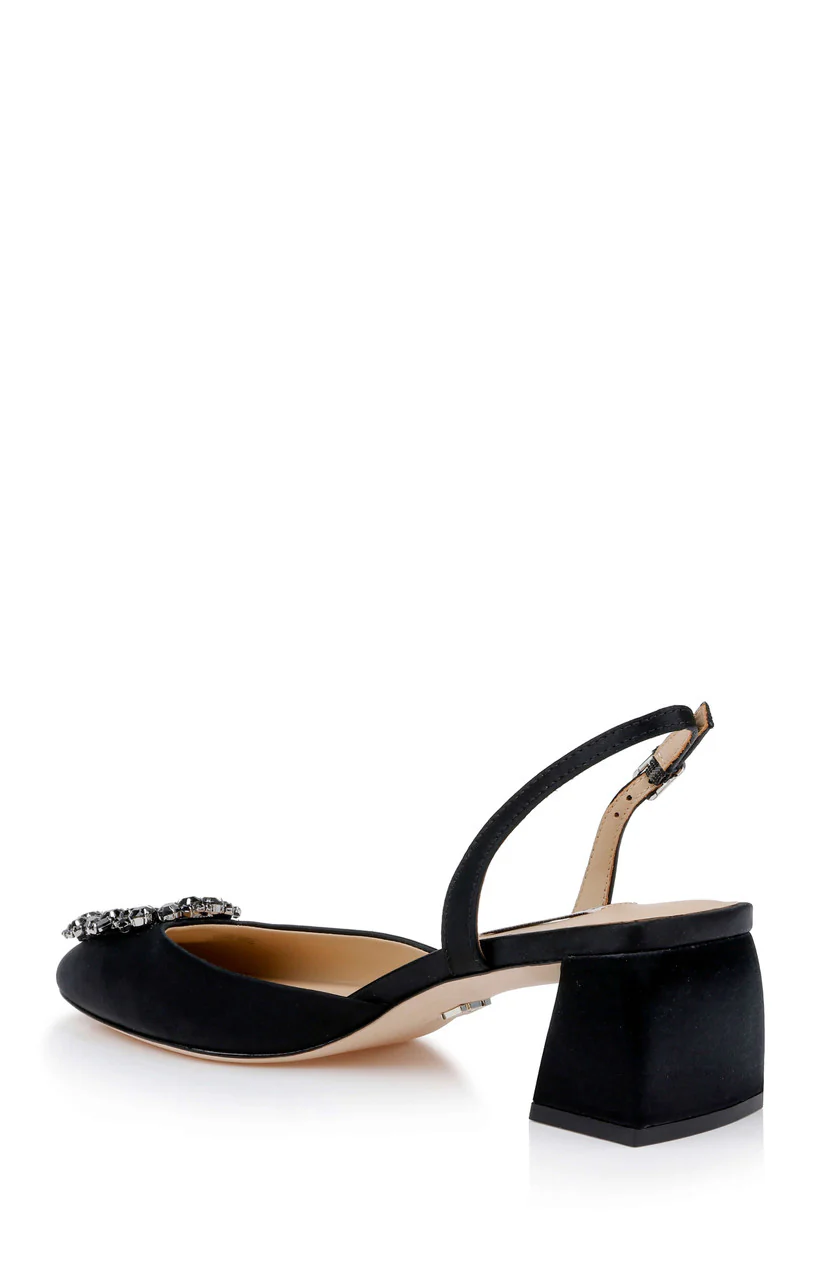 Vivia Satin Block Heel Slingbacks with Crystal Buckle - Image 15