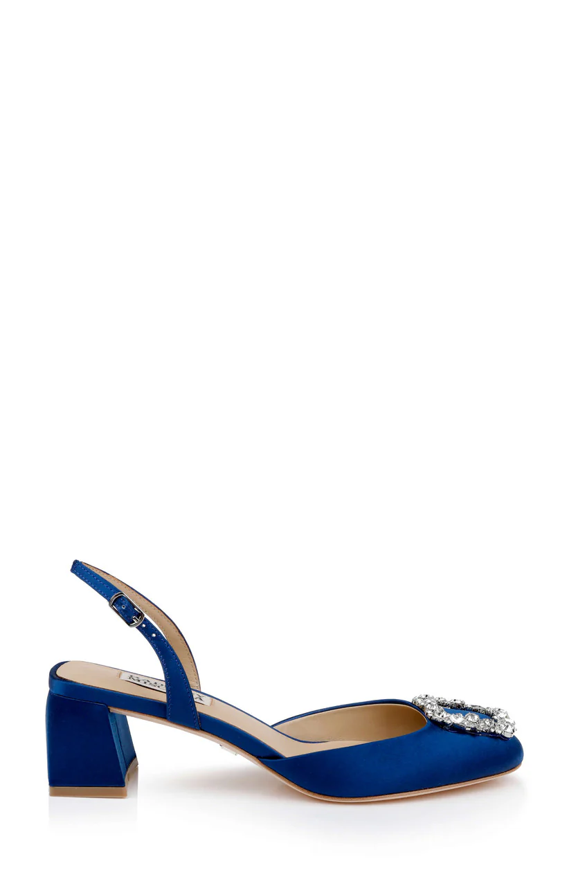 Vivia Satin Block Heel Slingbacks with Crystal Buckle - Image 20