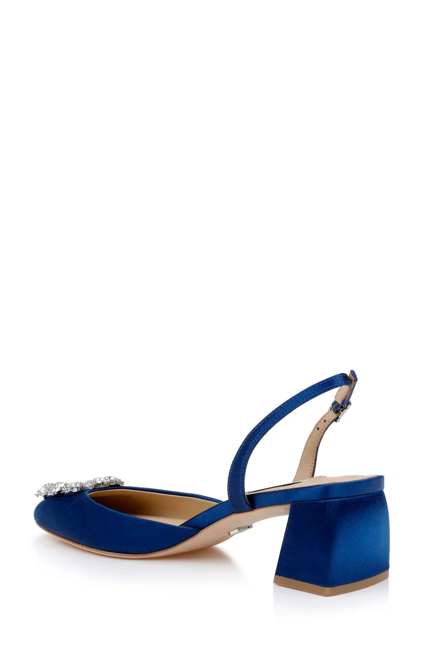 Vivia Satin Block Heel Slingbacks with Crystal Buckle - Image 21