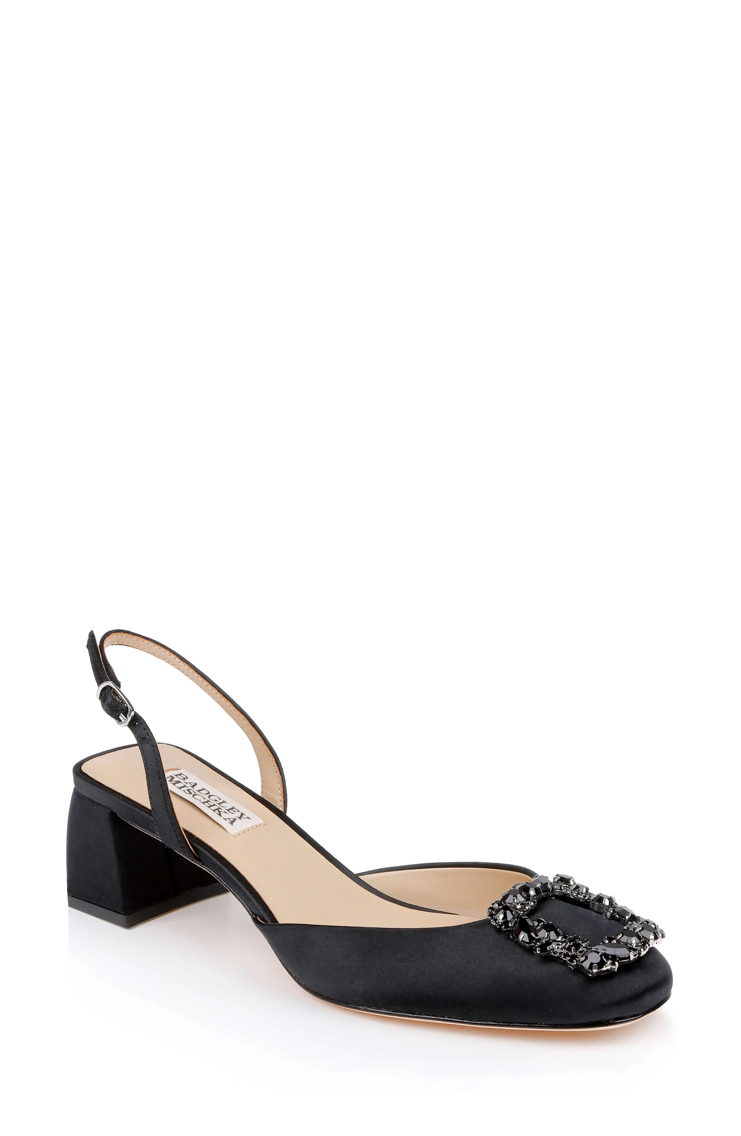 Vivia Satin Block Heel Slingbacks with Crystal Buckle - Image 53