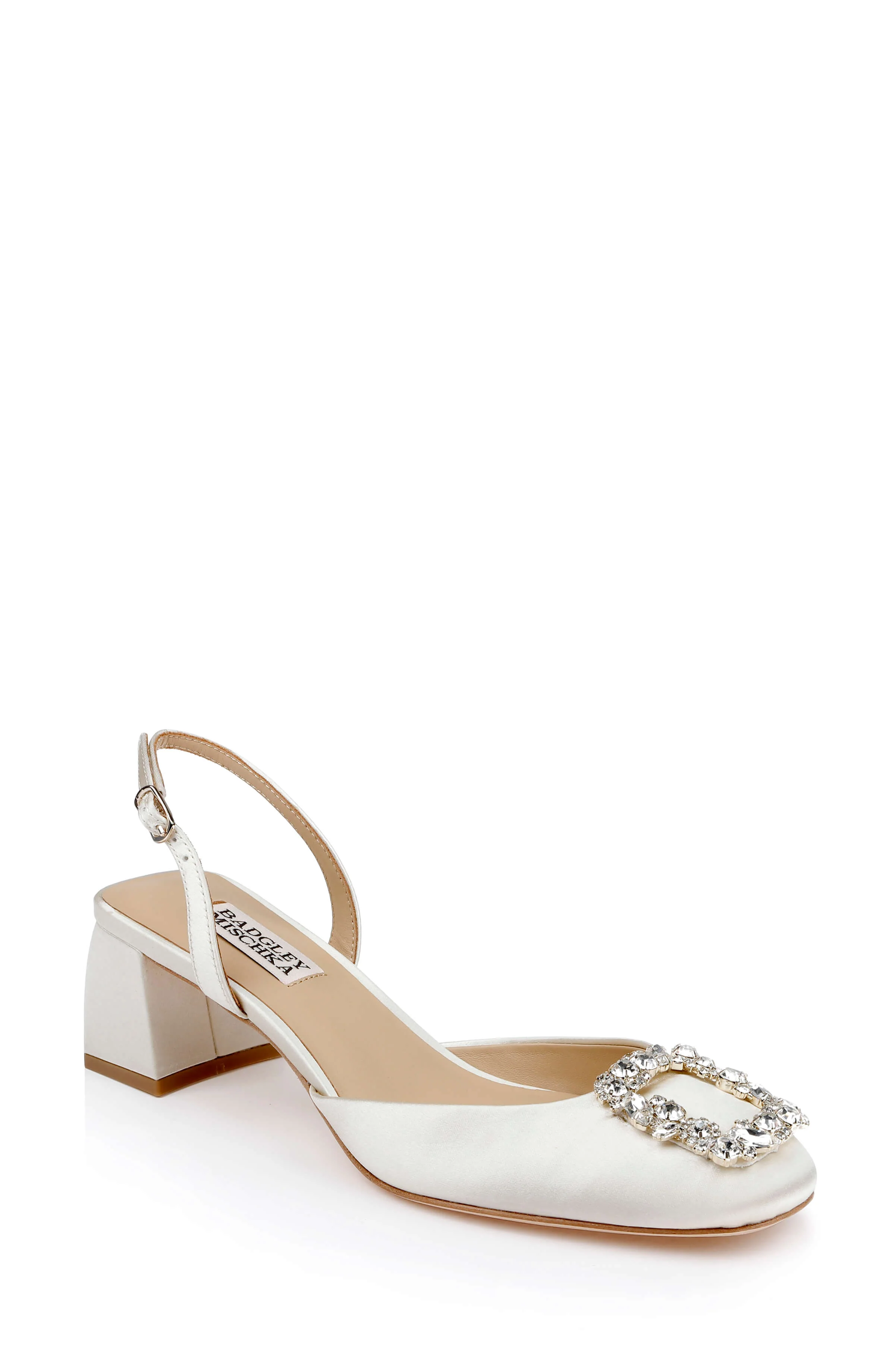 Vivia Satin Block Heel Slingbacks with Crystal Buckle - Image 71