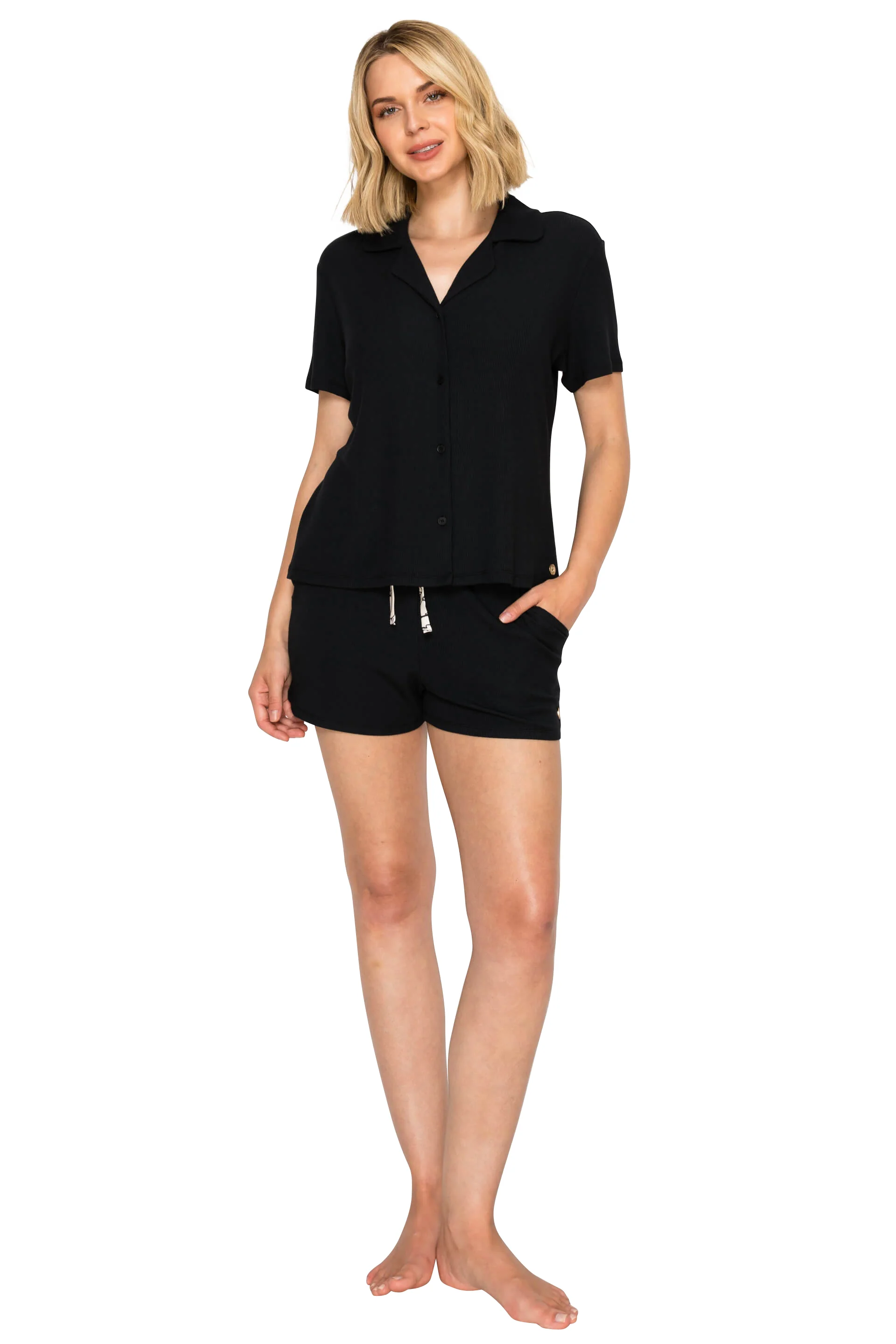 Yummy Modal Blend Rib Button-Up Short Pajama Set - Image 16